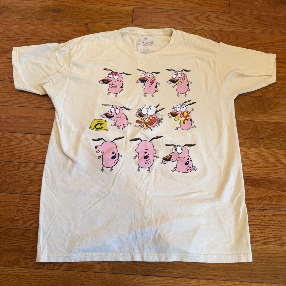 Cartoon Network Courage the Cowardly Dog Tee - White with Pink Characters
